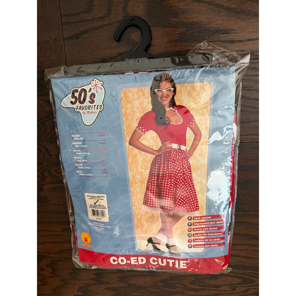 Rubies 50s Favorites Co-Ed Cutie Red Polka Dot Costume Dress Womens XS 887389